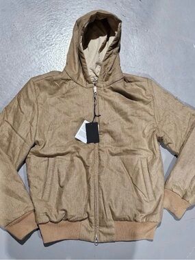Gran Sasso Sartorial Wool Bomber Jacket Hooded Giubbino Italy 50/L  Beige